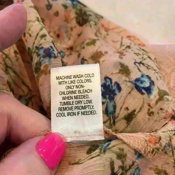 Princess Vera Wang Womens Top Brown XS Gauzy Boho Floral Print Lace Panels EUC - Picture 10 of 11